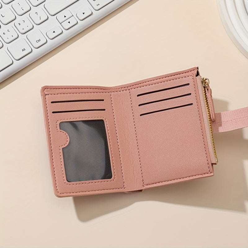 Дамски компактен портфейл с цип