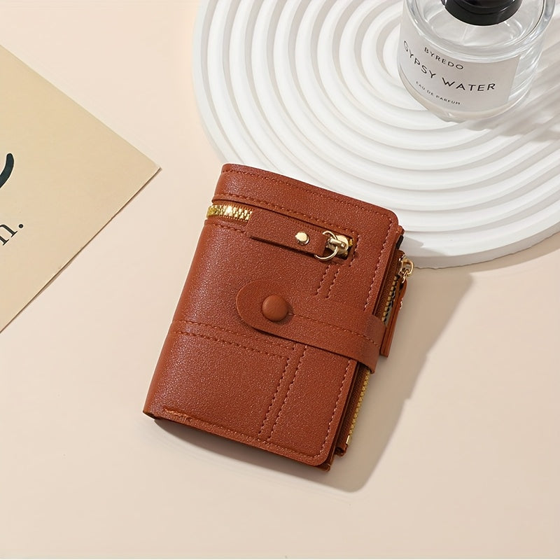 Дамски компактен портфейл с цип