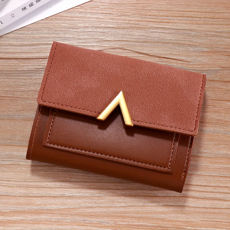 Дамски елегантен синтетичен портфейл с 3 секции