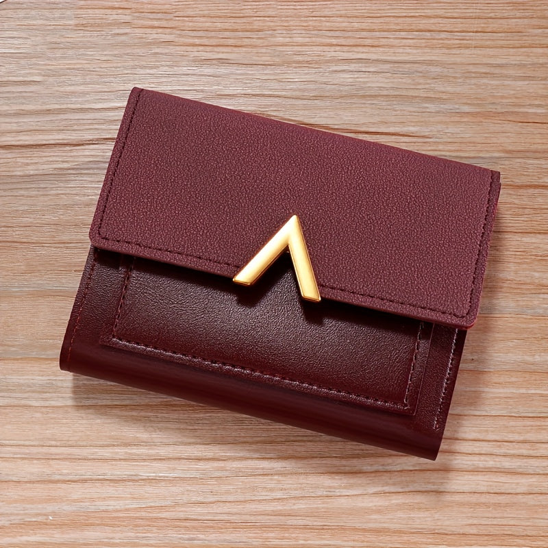 Дамски елегантен синтетичен портфейл с 3 секции