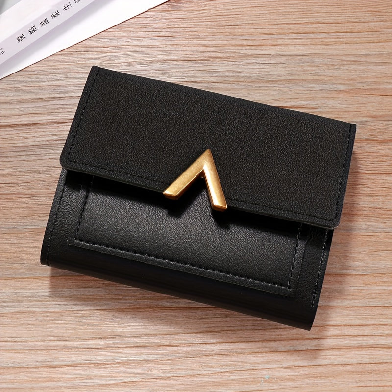 Дамски елегантен синтетичен портфейл с 3 секции