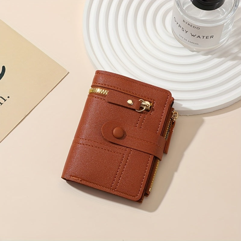 Дамски компактен портфейл с цип