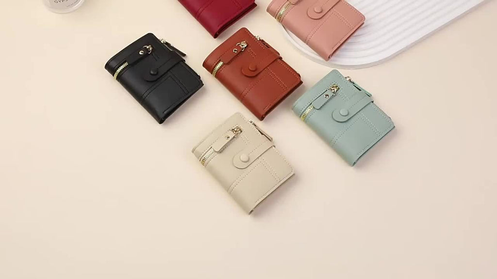 Дамски компактен портфейл с цип