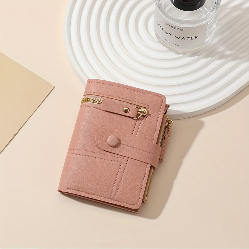 Дамски компактен портфейл с цип